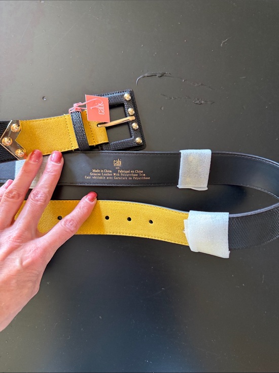 CAbi Accessories - cabi Yellow Suede and Black Leather Belt